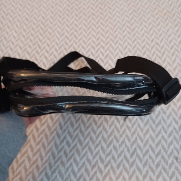 Clear Crossbody Shoulder Bag Black Trim New - Picture 3 of 4